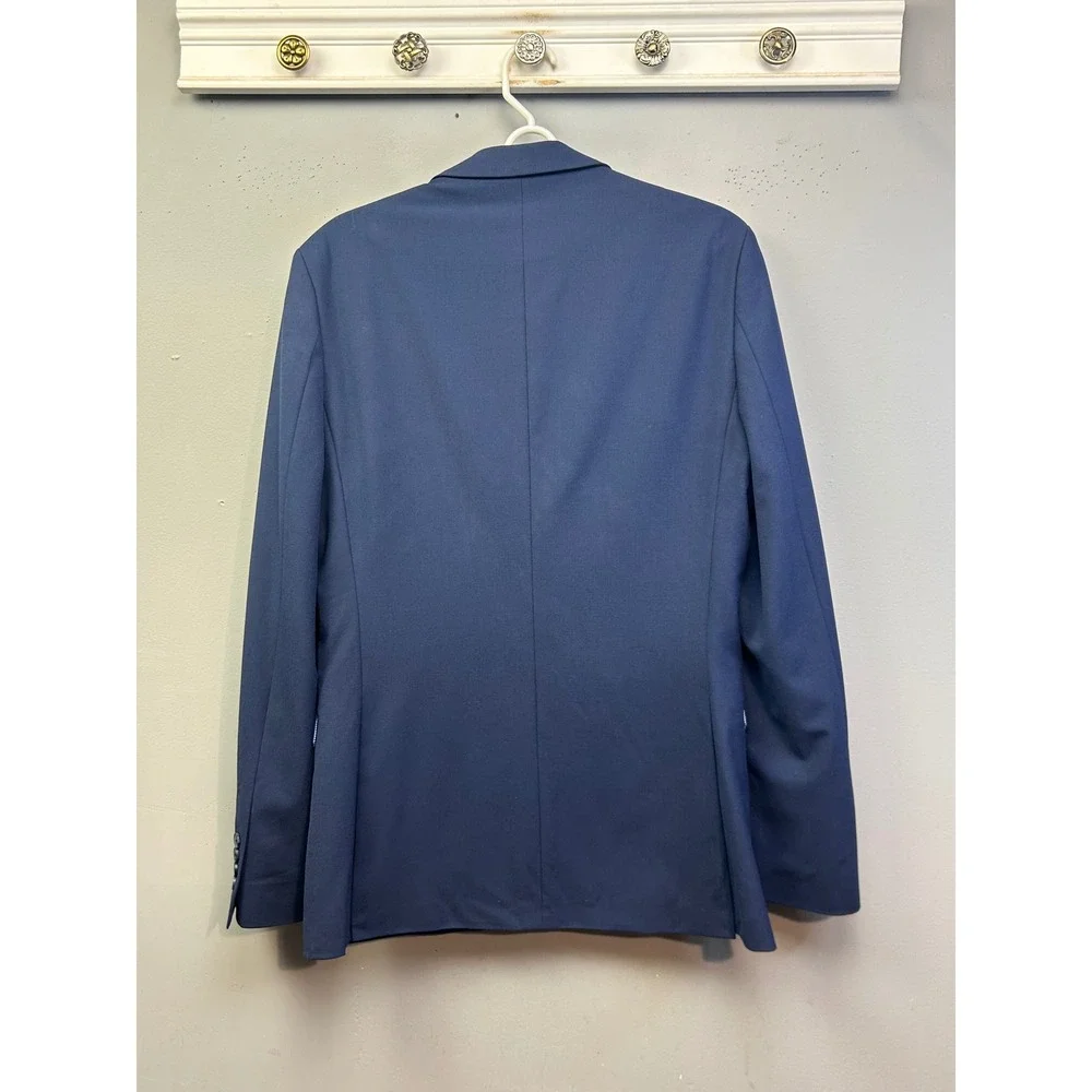 Egara Suit Jacket Mens 40 Long Blue Skinny Fit Stretch Gingham Lining‎ Preppy